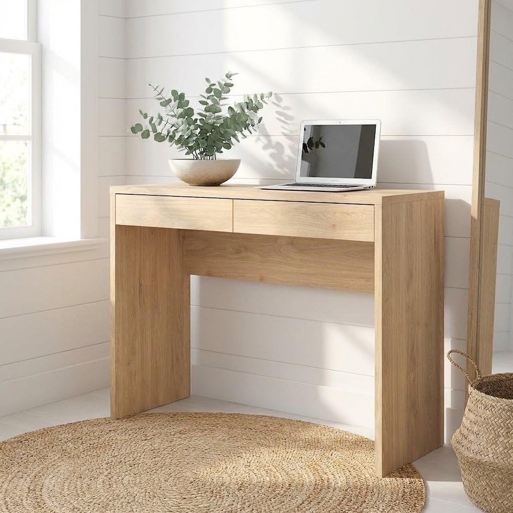 Brown Wood Desk With Drawers,  - Home Office Work Table 评论和价格