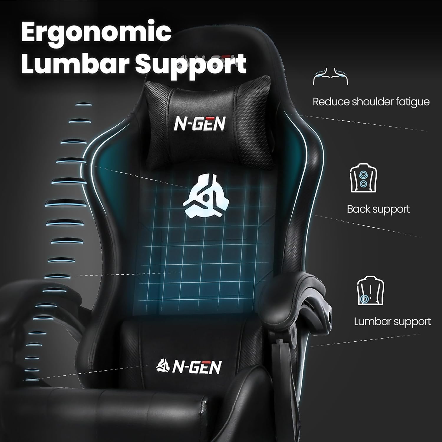 Gaming Chair with Footrest Lum - Ergonomic Office Chair 评论和价格