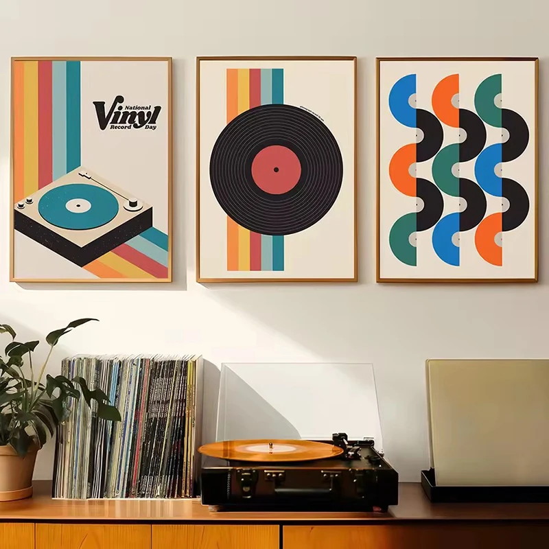Mid Century Vinyl Record Canva - Home Office Or 评论和价格