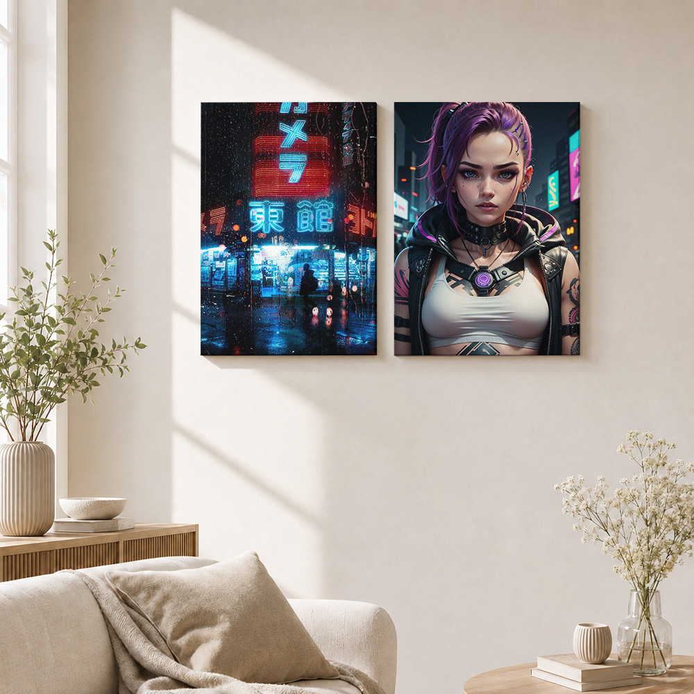 Cyberpunk Canvas Print Poster  - Home Office Or 评论和价格