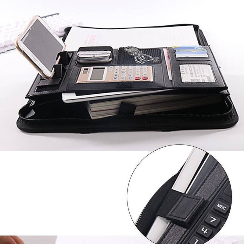 1Pc A4 PU Leather Zipper File  - Document Scanner Portable 评论和价格