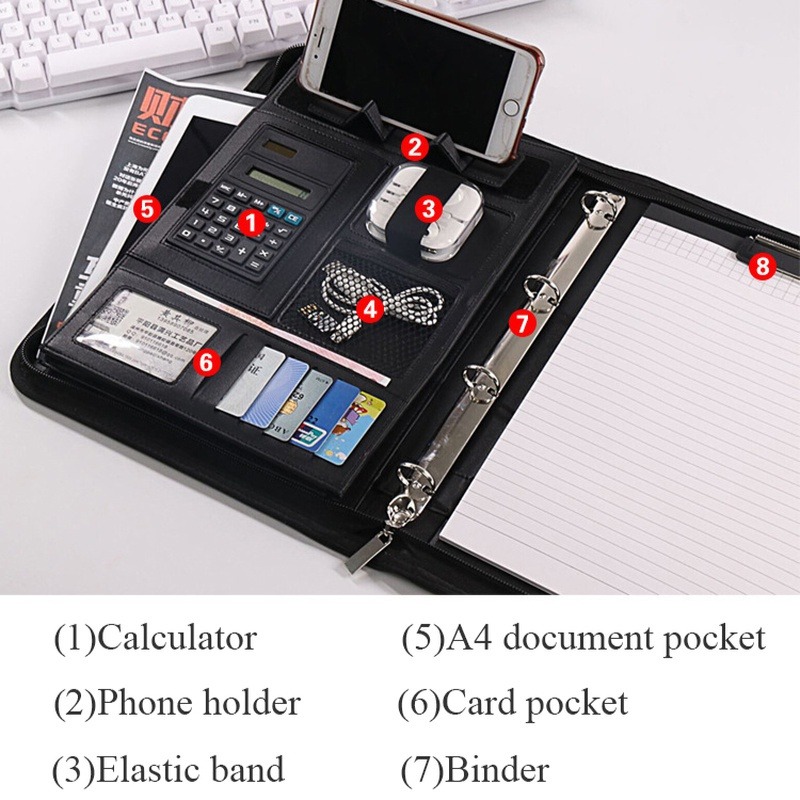 1Pc A4 PU Leather Zipper File  - Document Scanner Portable 评论和价格